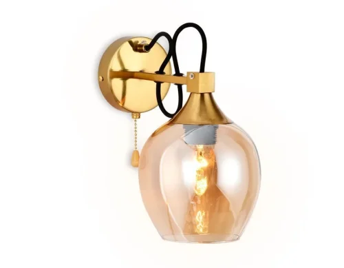Бра с выключателем TR9065 Ambrella light янтарный на 1 лампа, основание бронзовое в стиле лофт современный 